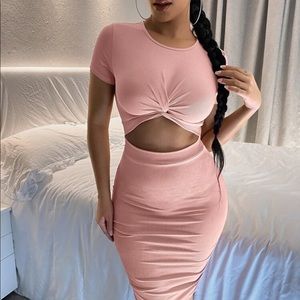 NWOT Pink Twist Front Cutout Dress